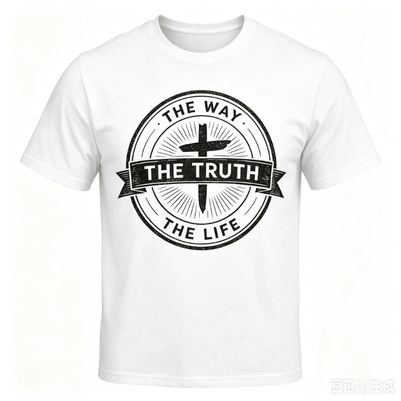 Christian Religious Cross T‑Shirt For Men The Way The Truth The Life Faith Graphic Loose Short Sleeve Streetwear Top
