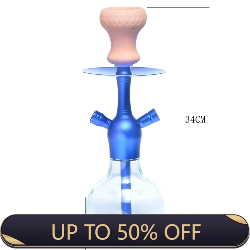Aluminum Alloy Portable Hookah Shisha Traditional Arabic Travel Hookah Shisha Set with Glass Bottle Single Hose