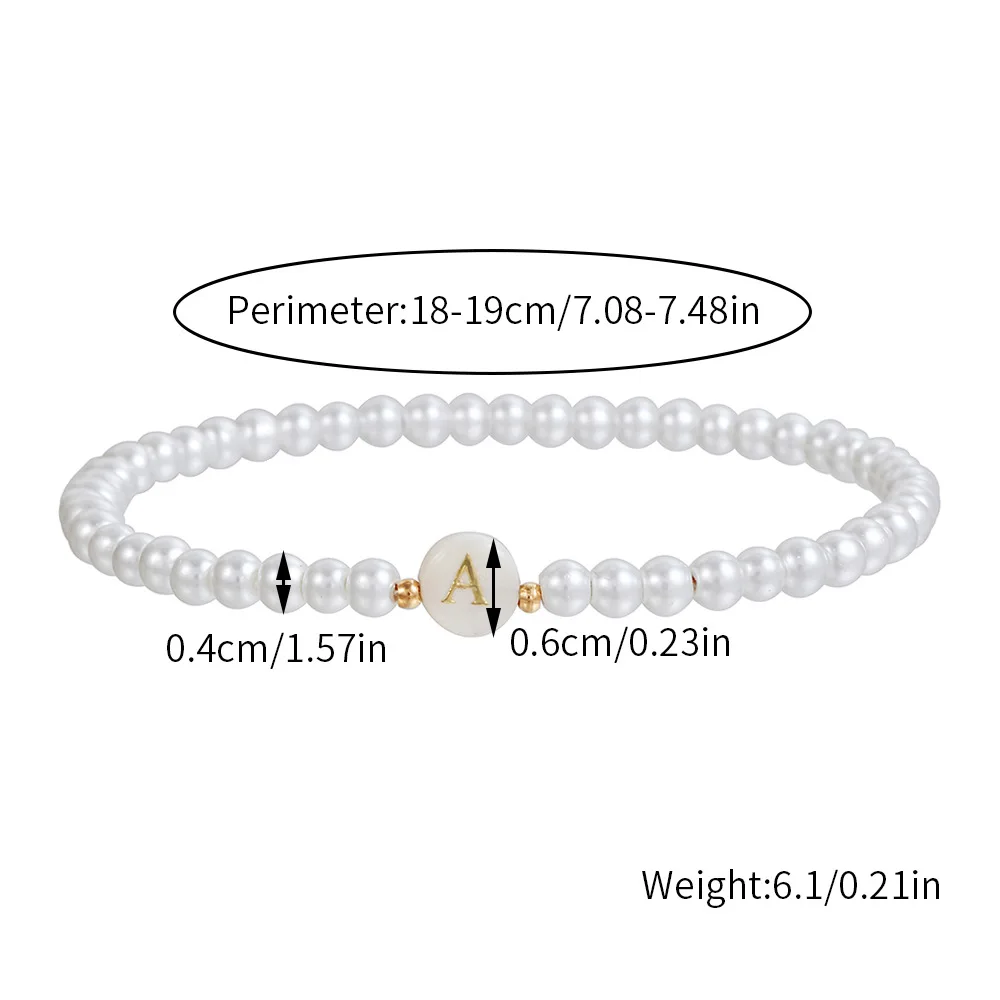 Dainty Letter Initial Bracelet For Women Bead Faux Pearl Bracelet Fashion Women link Bracelet Strand Wristband Jewelry WomenGift