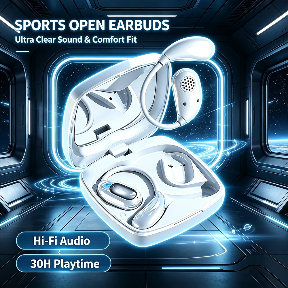 ANC Open Ear Bluetooth Earphones Multi Language Real-time Translation Earbuds HIFI Stereo Sound For Business Trip Travel