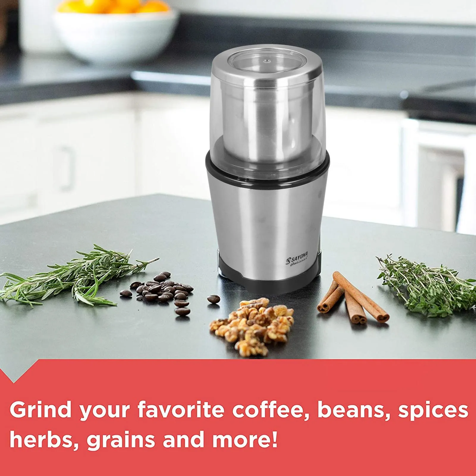 Adjustable Coffee Grinder Button Control 300W Exquisite Appearance Coffee Bean  Grinder Stainless Steel Portable for Home