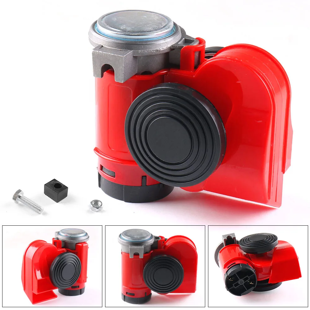Red Snail Compact Air Horn 12V 115dB Air Car Truck Multi-tone & Claxon Horns 450Hz for Cars Vehicles Motorcycle Boat RV