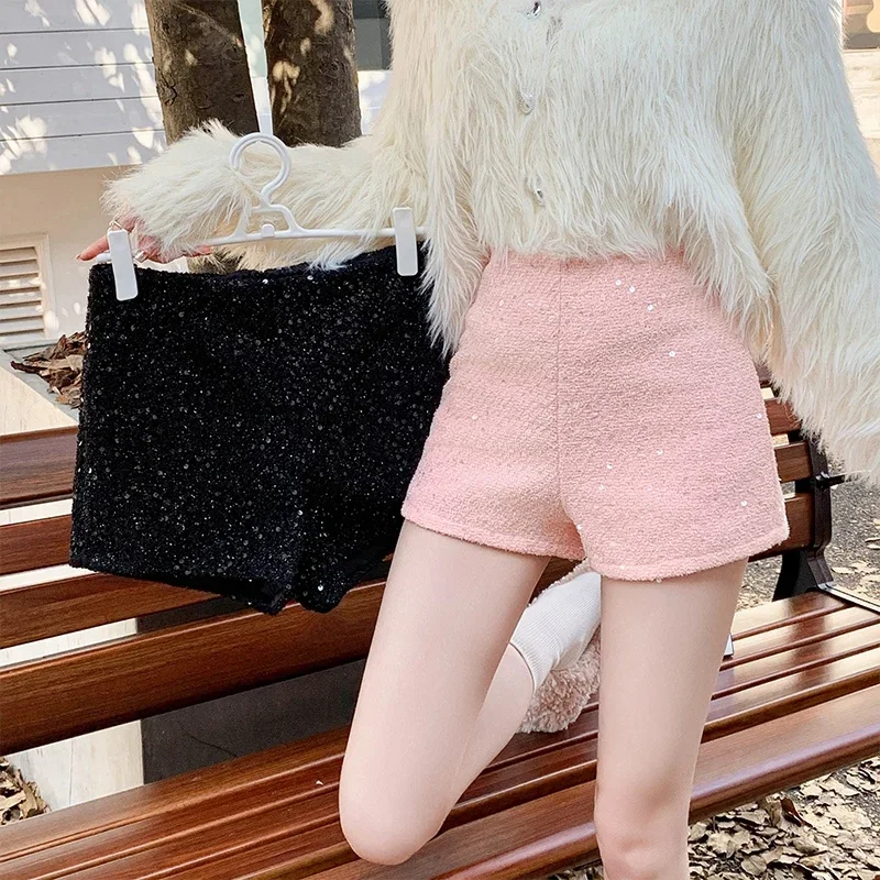 

Y2k Sexy Sequined Shorts Female Casual High Waist Slim All Match Shorts Korean Style Fashion Party Temperament Shorts Mujer 2024