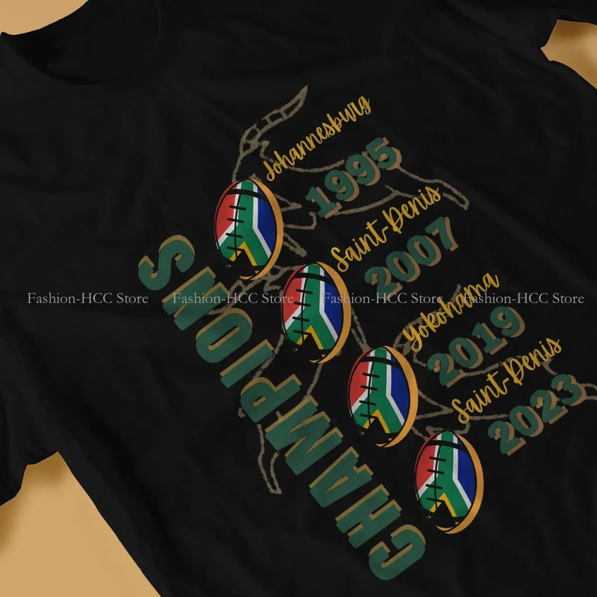 Victorious Champions Fourth Win South Afric Springbok Rugby T Shirt Punk O-Neck TShirt Harajuku Streetwear Polyester