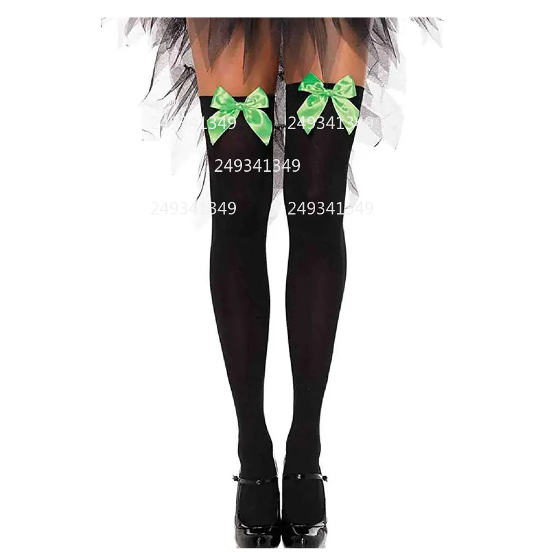 Bowknot Strips Cosplay Stockings Woman Christmas Dot Thigh-high Stocking Xmas Party Knee-high Socks Festival Costume Accessories