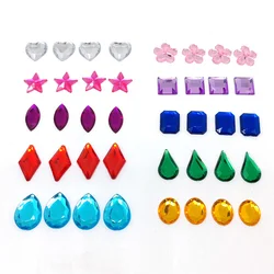 500pcs 10Colors Flatback Acrylic Rhinestone Gem Stones for Crafts Shaped in Heart/Flower/Star/Boat/Drop/Diamond/Oval