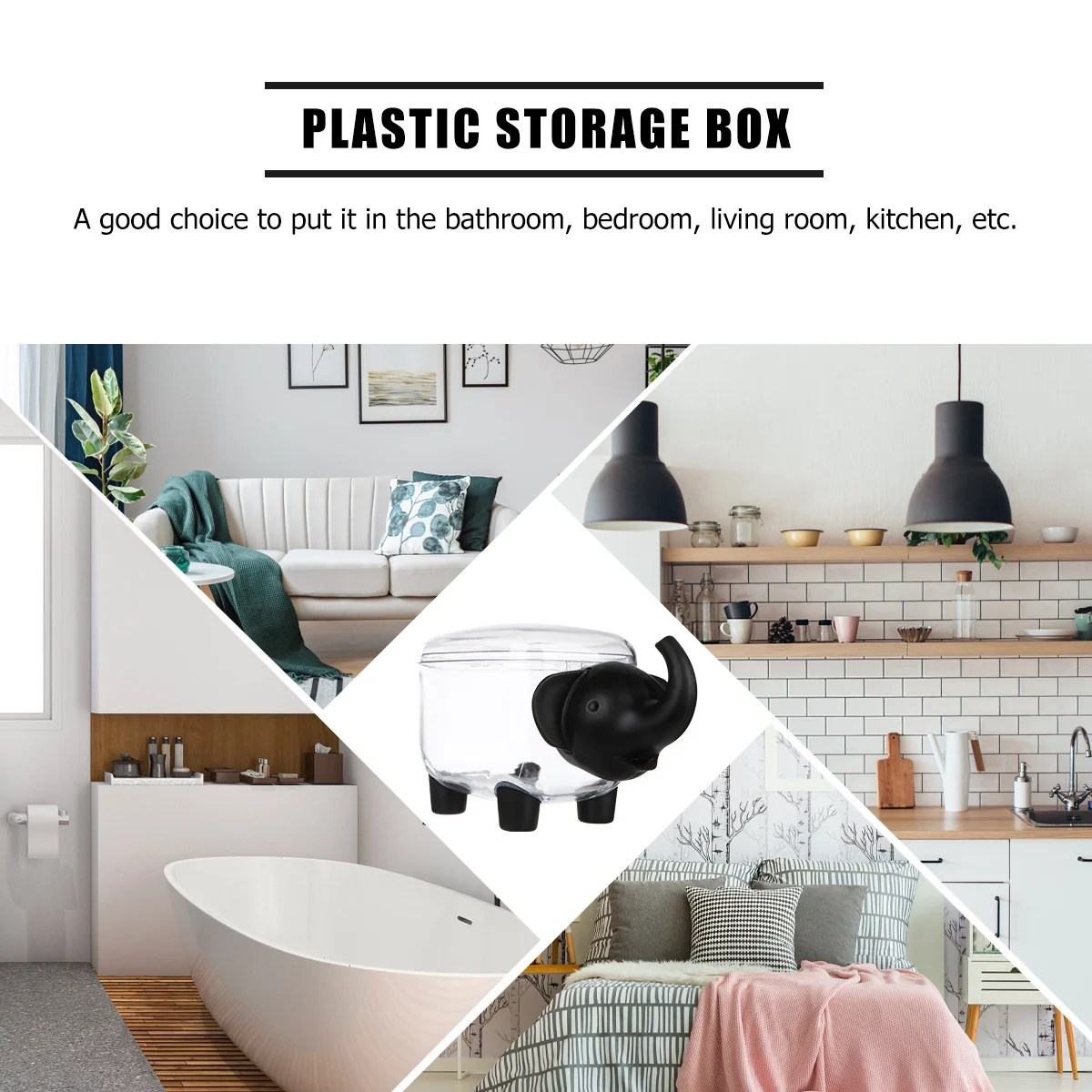 

Clear Plastic Storage Box Elephant Shaped Foldable Organizer Case for Clothes Cosmetics Sundries Home Organization Storage
