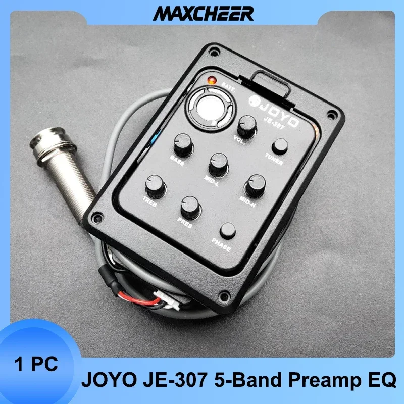 JOYO JE-307 5-Band Preamp EQ with Tuner Pickup for Acoustic Guitar with Soft Piezo Black