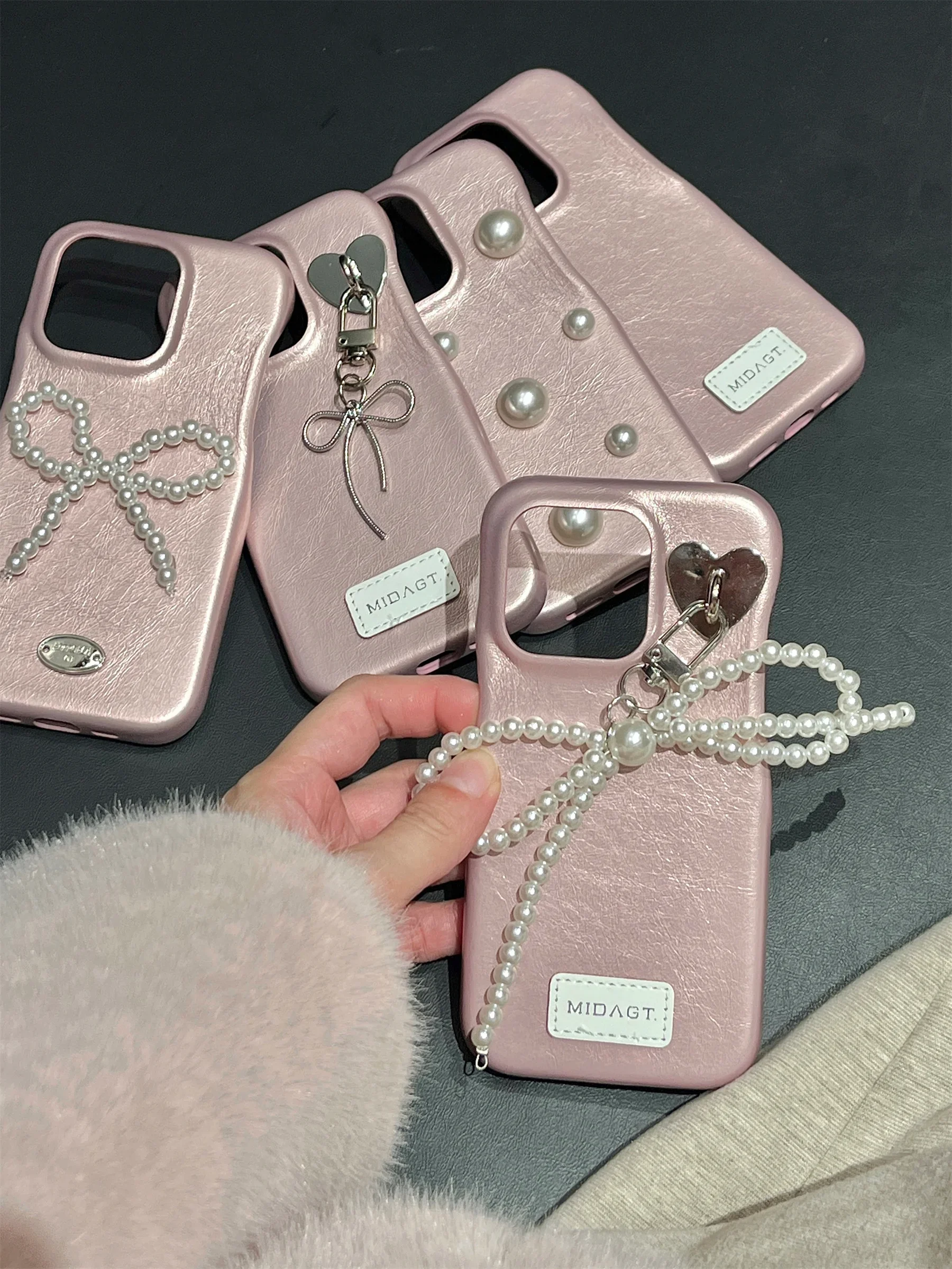 

Ins Корейский роскошный чехол Cortex с 3D жемчужным бантом и кисточками для iPhone 17, 16, 15, 14, 13, 12, 11 Pro Max, стильный мягкий чехол для девочек