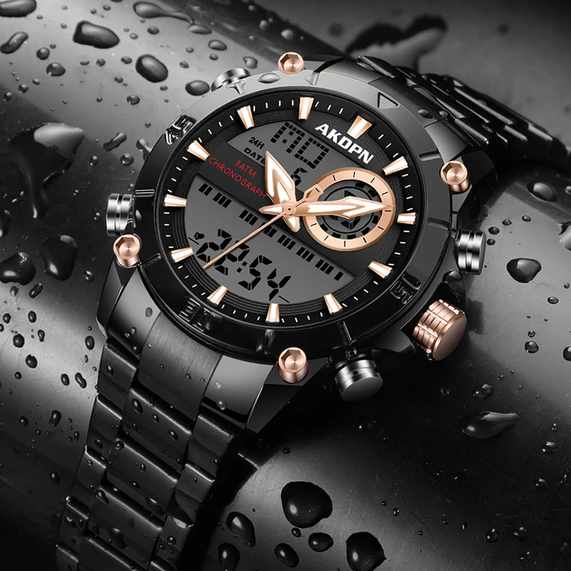 남성용 손목 시계 스포츠 손목 시계 남성용 방수 디지털 Led 남성 시계 군사 스포츠 스테인레스 스틸 남자 손목 시계