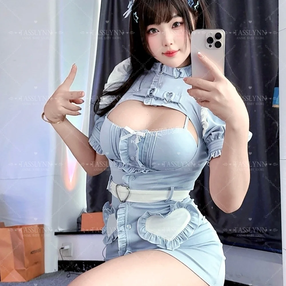 

Women Ironmouse Maid Dress Landmine Anime Cosplay Halloween Costumes Jirai Kei Fashion Ironmouse Nurse Cosplay Landmine Outfit