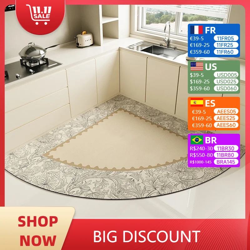 

Kitchen Floor Mats Home Non-slip Waterproof Oil-proof Dirt-resistant Easy Clean Rugs Soft Comfortable Balcony Carpet Alfombra 러그