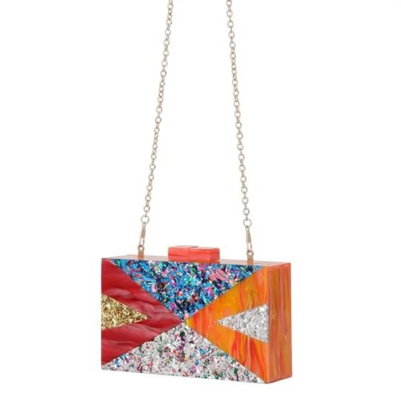 

Женская цветная акриловая сумка для ужина, вечерняя банкетная вечерняя цепочка на одно плечо, косая мини-сумка через плечо с цепочкой из стразов