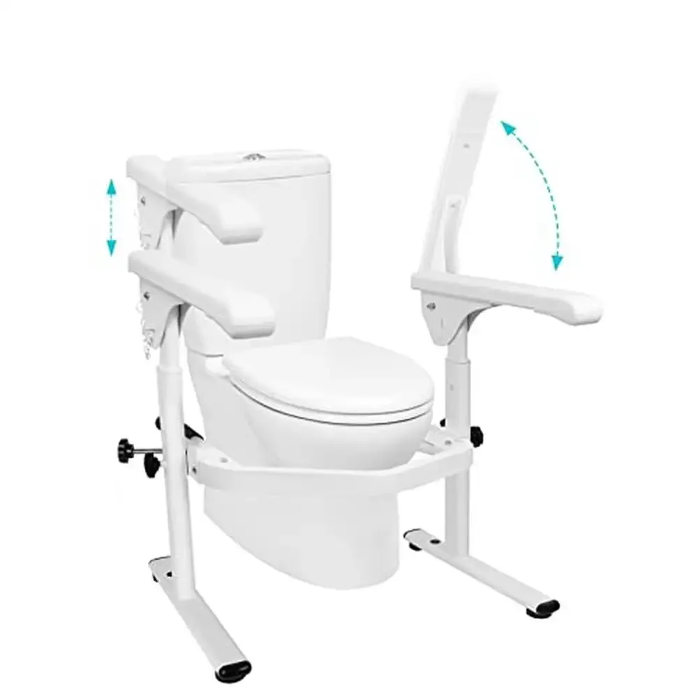 

Adjustable Heavy Duty Toilet Safety Rails Elderly – Standing Toilet Frame with 520 lbs Capacity TPE Material Stability and