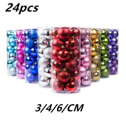 3/4/6cm 24Pcs Christmas Tree Balls Multicolor Xmas Ball Decorations Glitter Christmas Baubles Ornament Ball Party Home Decor Hot