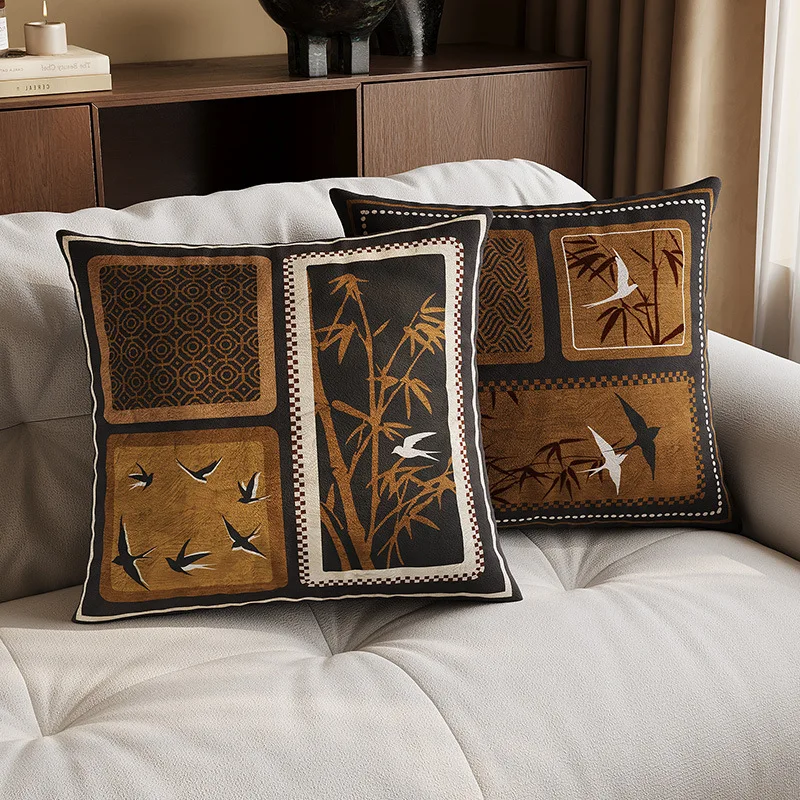 American Vintage Pillow Cover with Filling Decorative Cushion Sofa Bed Headrest Washable and Removable Cushion Case Home Decor
