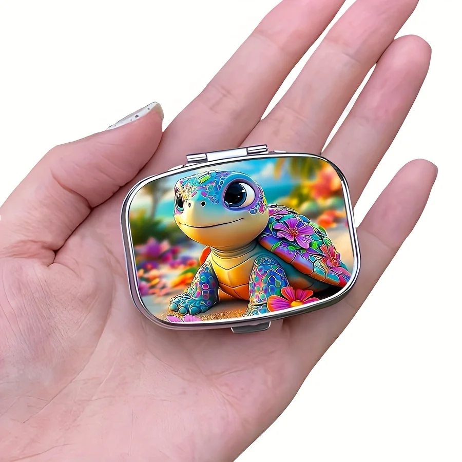 1 Cute Turtle Pill Box, 2-Compartment Pill Box, Portable Pill Box, or Wallet, Mini Pill Organizer for Travel or Daily Use, Unique Gift