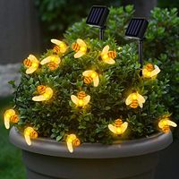 2Pack Solar Bee String Light Each 5M 20 LED Solar Fairy Light Cute Honeybee Lamp Outdoor Waterproof For Garden Decor Patio Party