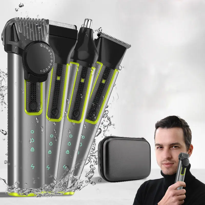 

Электрический беспроводной мужской набор для красоты тела 4-в-1, водонепроницаемый триммер для бороды и волос IPX5, домашние ножницы для стрижки волос, инструменты