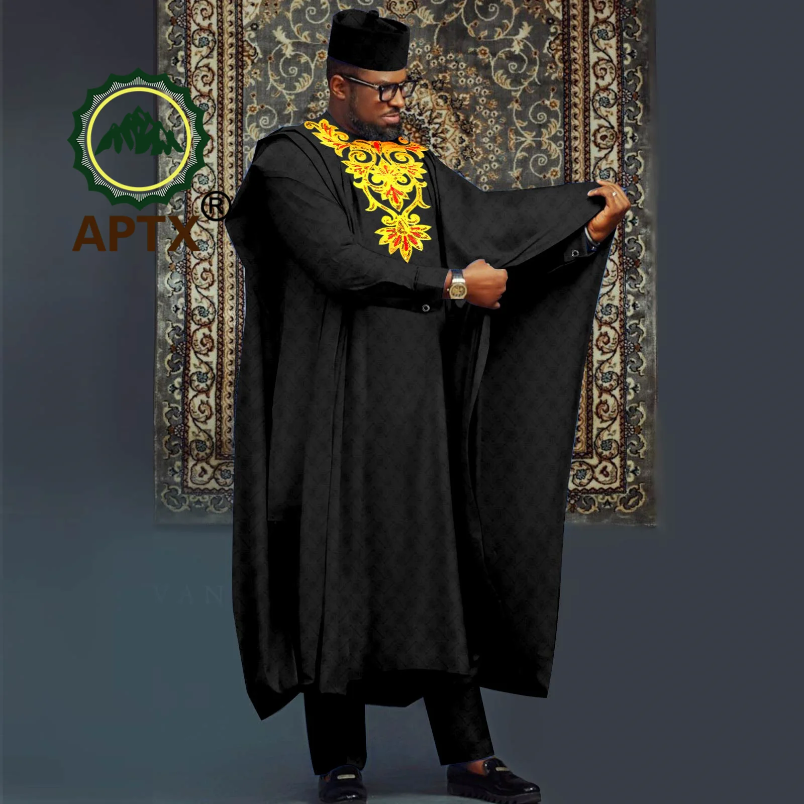 African Suits for Men Agbada Robe Shirts Pants and Tribal Hat Set Dashiki Outfits Traditional Attire Wedding Banquet A2316040