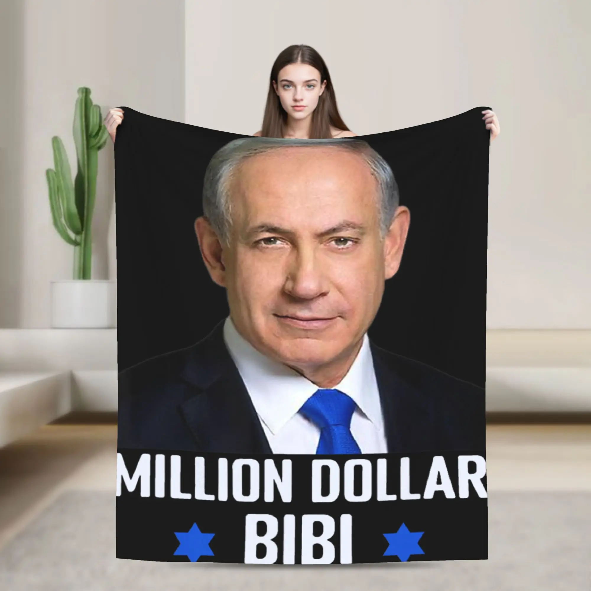 Million Dollar Bibi Benjamin Netanyahu Throw Blanket Warm Soft Blanket For Home Decor Camping Flannel Bedspread Bed Cover