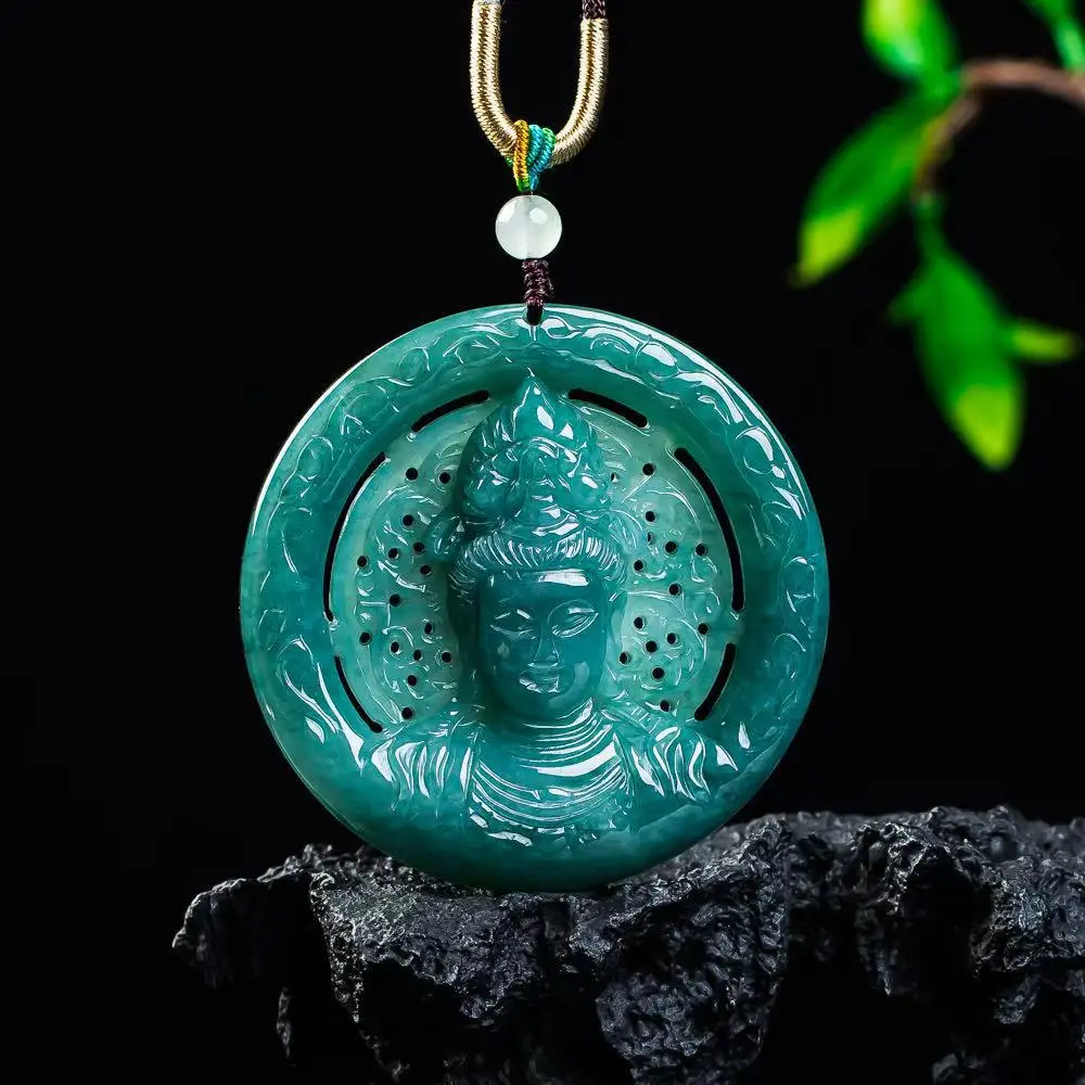 

Burmese Jadeite Guanyin Pendant Necklace Gemstone Fashion Real Jade Talismans Luxury Natural Jewelry Gifts for Women