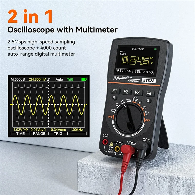 2-in-1-Digitaloszilloskop-Multimeter mit 2,5 msps hoher Probenahme, Strom frequenz widerstands dioden test