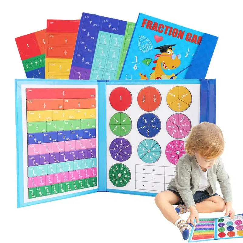 

Colorful Magnetic Fraction Tiles & Circles Bars Set Rainbow Math Manipulatives For Preschool Elementary School Education toy