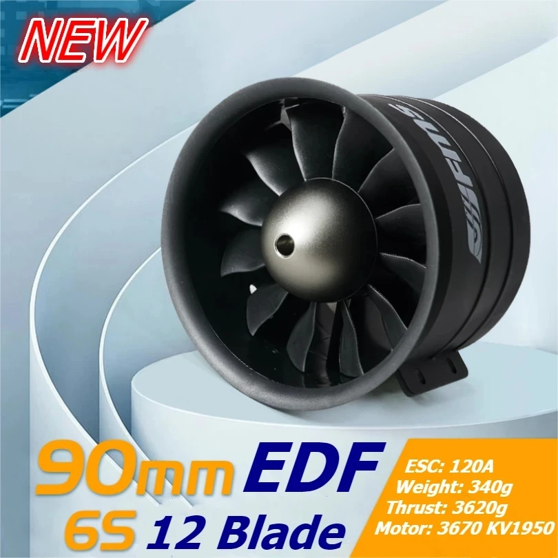 FMS 90mm Ducted Fan Jet EDF 12 blade With 3670 KV1950 Motor Engine Power 6S For RC Airplane Model Plane Car Aircraft Spare Parts