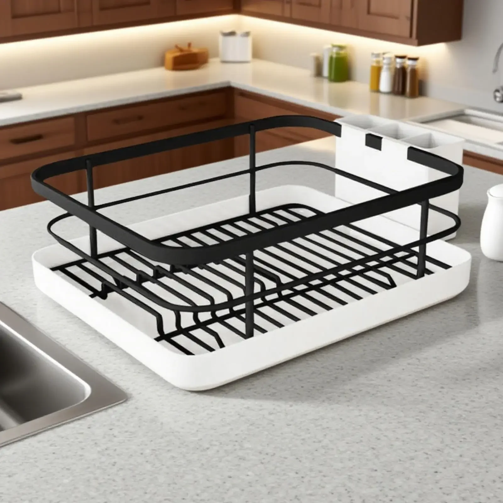 Dish Racks for Kitchen Counter Sink Space-Saving Dish Drainer Rack Basket Utensil Organizer for Cabinet Shelf Indoor RV Family