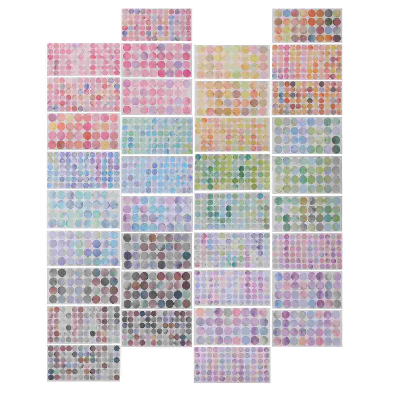 36 Sheets Colorful Dot Stickers 6 Designs Self Adhesive Circular Labels for School Office Craft Decoration Small Round Paper