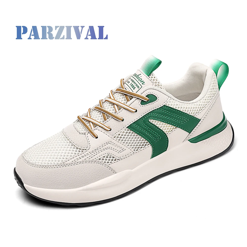 

PARZIVAL Men's Casual Mesh Shoes Summer Soft Breathable Vulcanize Shoes Running Sneakers Zapatillas De Deporte Large size 45-48