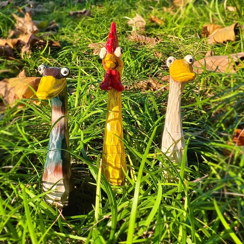 Statue di pollo urlanti artigianali in resina Statue di anatra oca dipinte a mano resistenti alle intemperie Statue di animali divertenti
