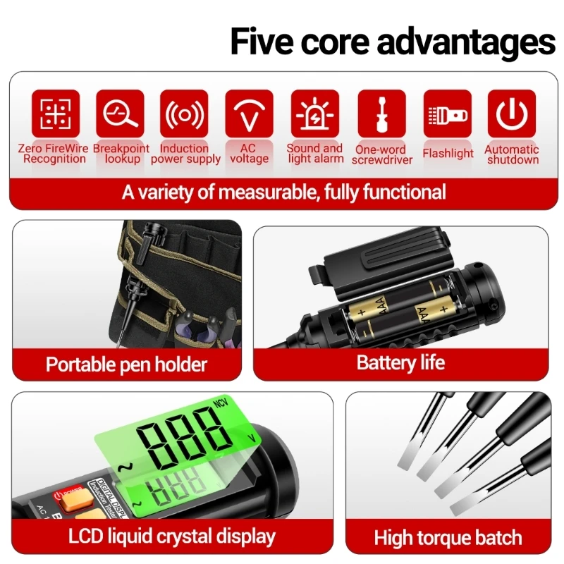 

Electrical Tester Pen with Digital Display For Household And Repair Applications Dropship