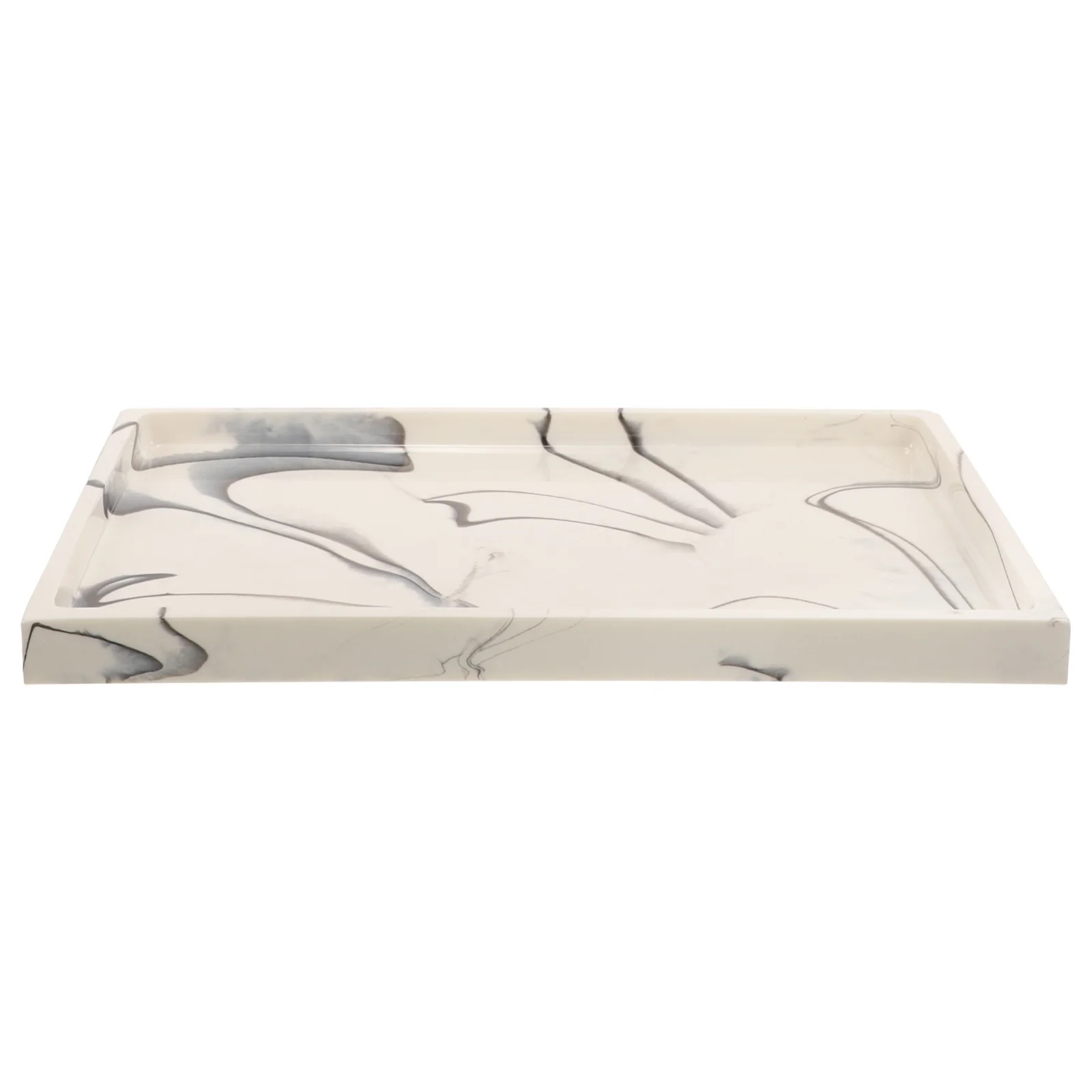 Plateau à motif de marbre, organisateur de bureau décoratif en résine pour salle de bains, comptoir de vanité, rangement de clés, porte-bijoux