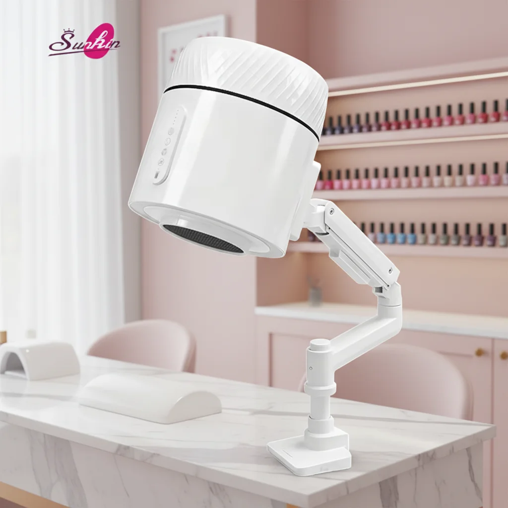 Sunkin Professional Plastic Electric White New Design Pedicure Hood Manicure Nail Dust Cyclone Suction Vacuum Cleaner Collector