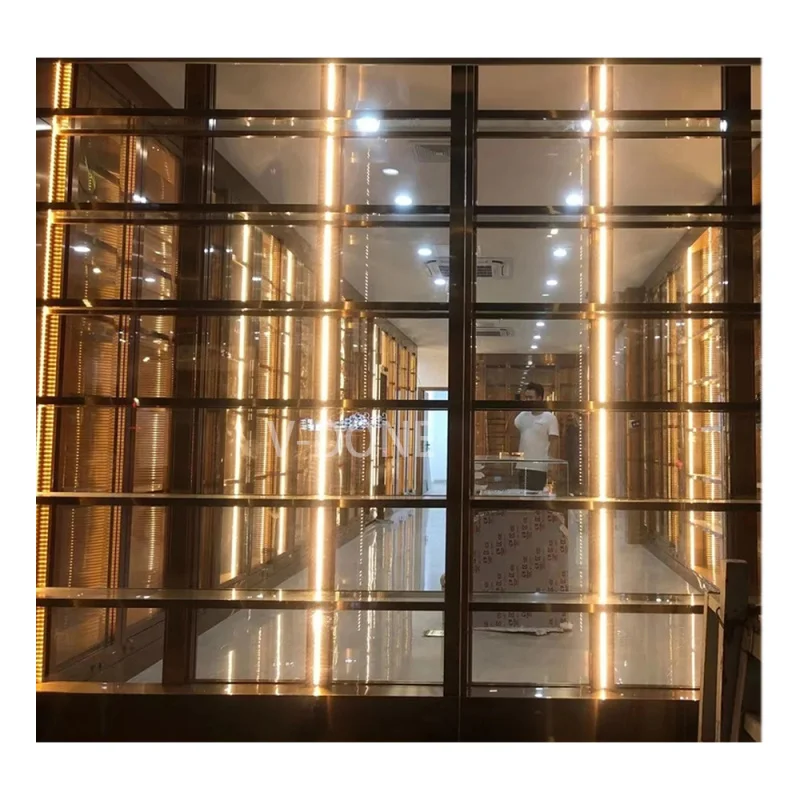 

Customize.Stainless Steel Wine Cabinet with LED Spotlight Bar Accessories Counter Cabinets Home or Hotel Use