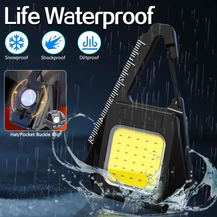 1-10 Pack Mini COB LED Flashlight Portable Key Chain Light USB Rechargeable Work Lights Multi-functional Magnetic Camping Light