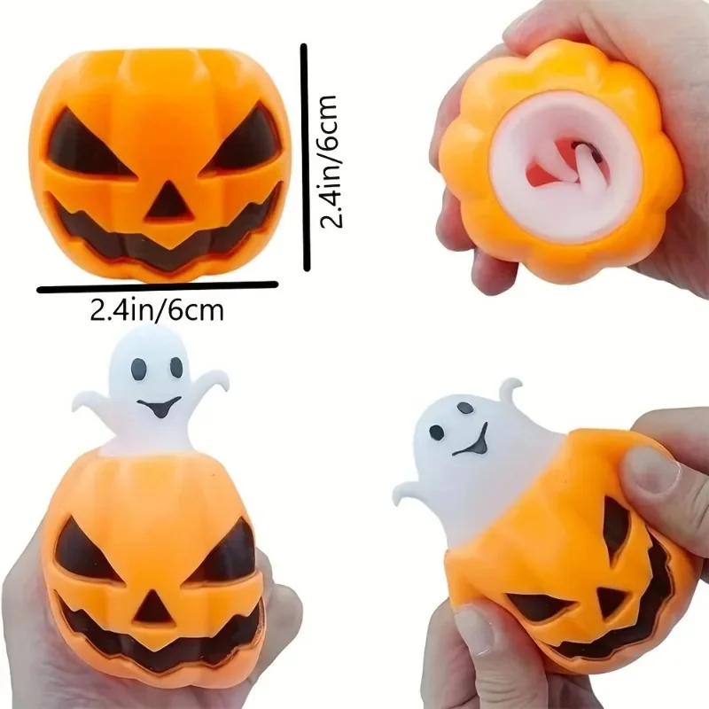 1/5PCS Halloween Ghost Venting Pinch Pumpkin Squeeze Squishy Toy for Party Decoration Decompression Stress Relief for Kids Adult