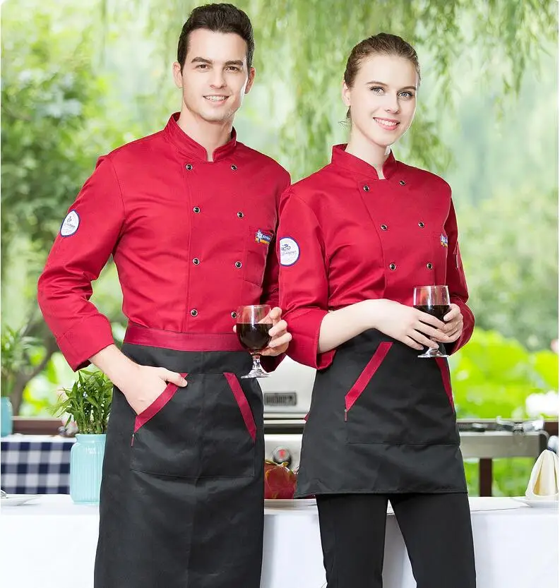 C624 Chef's Overalls Long Sleeve Baking Jacket Kitchen Back Kitchen Tooling Catering Chef Uniform Waiter Jacket Plus Size