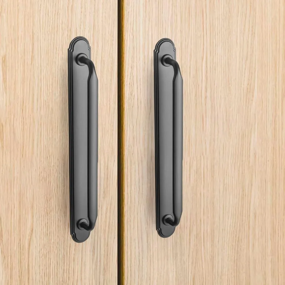 مقابض خزانة من سبائك الزنك مع لوحة خلفية - أجهزة سحب من المنتصف إلى المركز مقاس 7.56 بوصة لغرف النوم والمطابخ، عبوتان