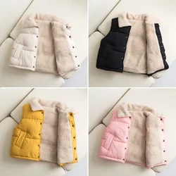 Childrens Waistcoats Thickened Down Cotton Vest with Added Velvet for Children Lamb Wool Korean Baby Girl Boy Vests