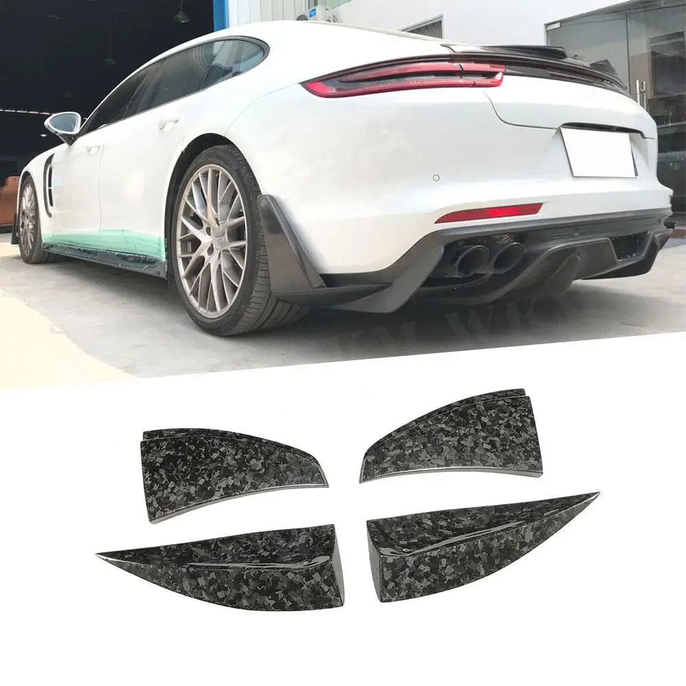 Dry Carbon Fiber Rear Lip Splitters Spoiler For Porsche Panamera 971 2017 2018 2019 Forged Carbon Bumper Trim Aprons