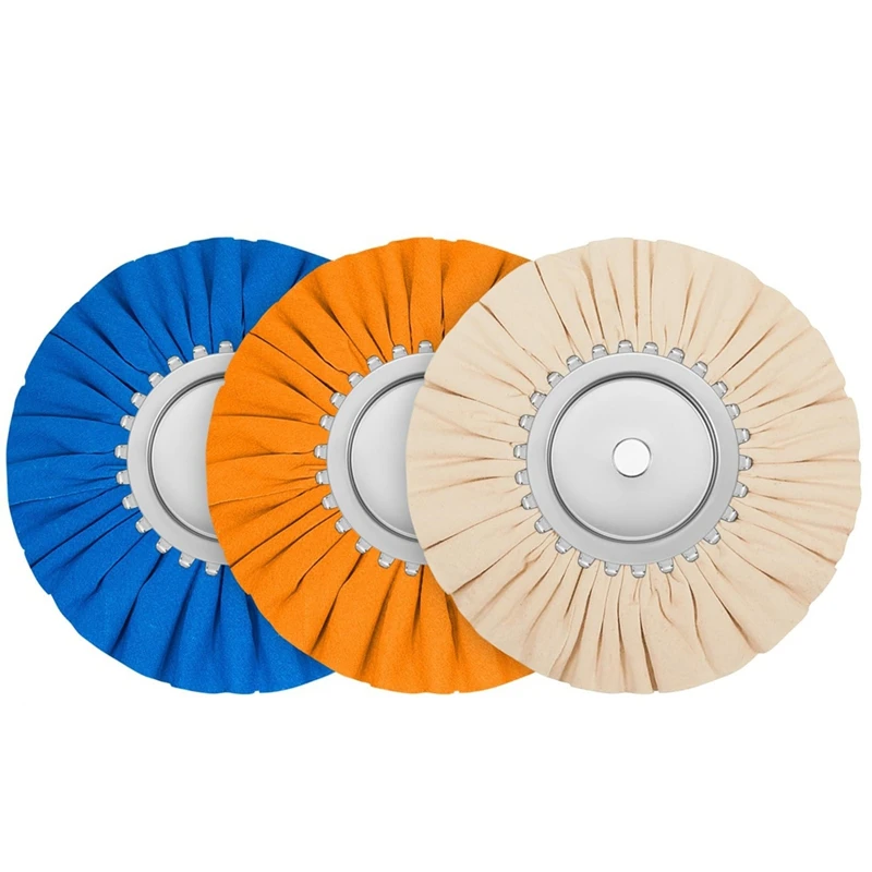 6Pcs 8Inch Airway Buffing Wheel Aluminum Wheel Polishing Kit Safe Flange In Diameter 5/8 Inch Arbor For Angle Grinder