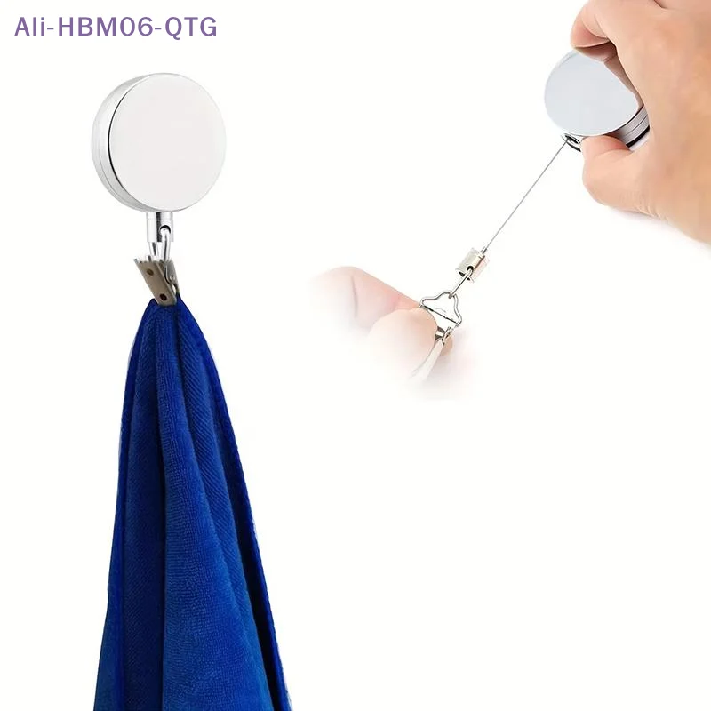 Hot 1/2/4pcs Retractable Towel Rack Automatic Rebound No Drilling Self-Adhesive Wall-Mounted Hand Towel Holder With Strong Clips