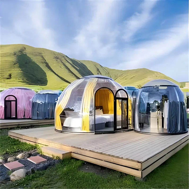 Outdoor Starry Sky Bubble Room Polycarbonate Dome Tiny House Glamping Winter China Designs Bubble Dome Room Design for Russia