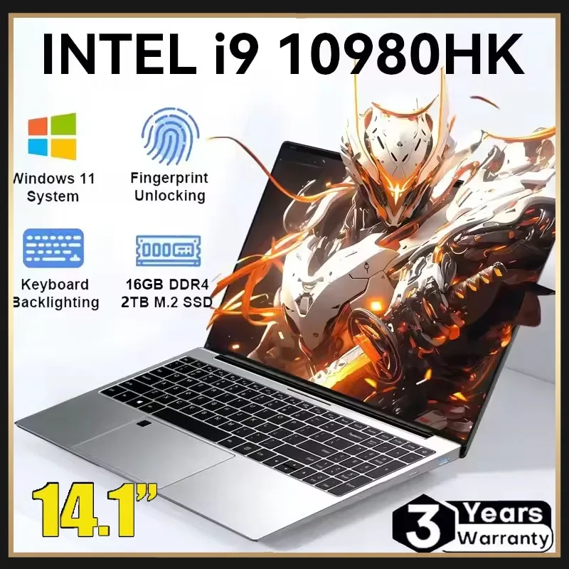 2026 Intel Core I9 10980HK Notebook Windows 11 Pro 14.1 Inch Laptop 16GB RAM 1TB/2TB SSD 1920*1080 HD Fingerprint Unlock Backlit