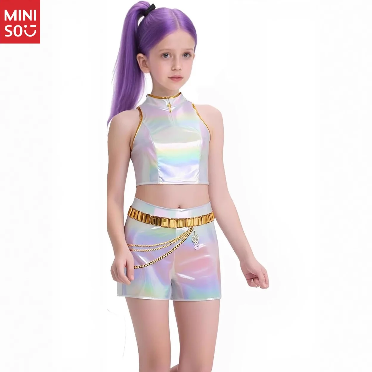 Miniso Witcher Girl Group Mira Platinum Cosplay, Anime Zoe Lumi Weiß Bühnenoutfit Performance Kostüm