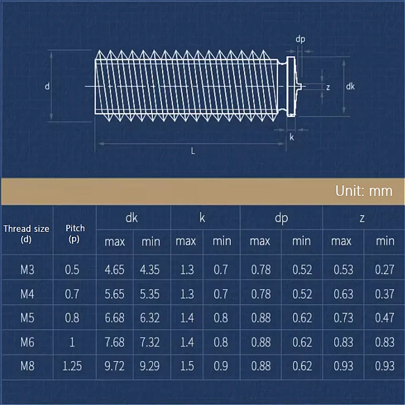 M3 M4 M5 M6 M8 A2/304 Stainless Steel Projection Weld Screws Spot Welding Screw Spot Welding Column Screw