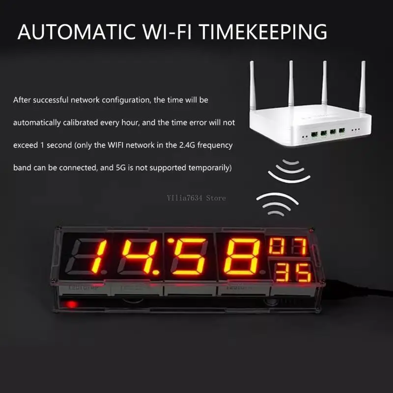 

Enthusiasts 8 Digit Digital Clock set with Temperature Display & ESP8266 Connection Wireless Controlled ESP8266 Clock set